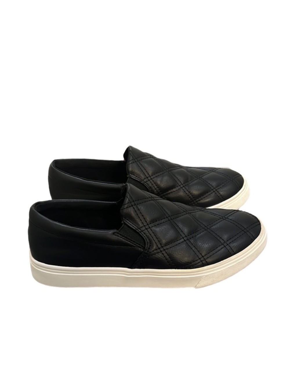 Steve Madden Womens Coulter-Q Black Quilted Loafers Size 7.5